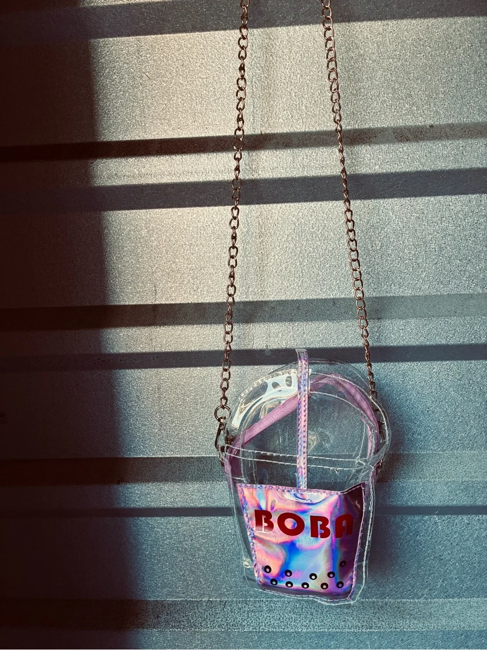 BOBA Iridescent Pink Clear Crossbody Bag by